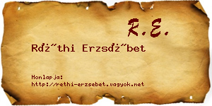 Réthi Erzsébet névjegykártya